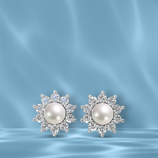 Embrace Pearl & 92.5 Silver Stud Earrings