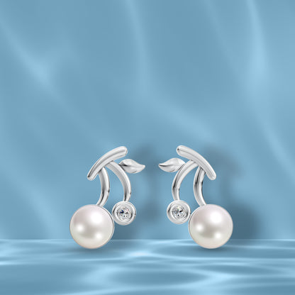 Tiny Bud pearl earrings elegant side angle