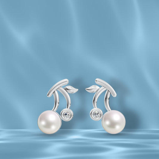 Tiny Bud pearl earrings elegant side angle