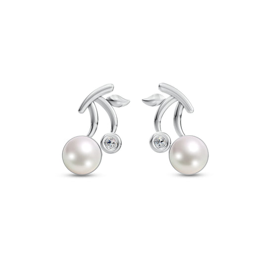 Tiny Bud 92.5 silver freshwater pearl earrings