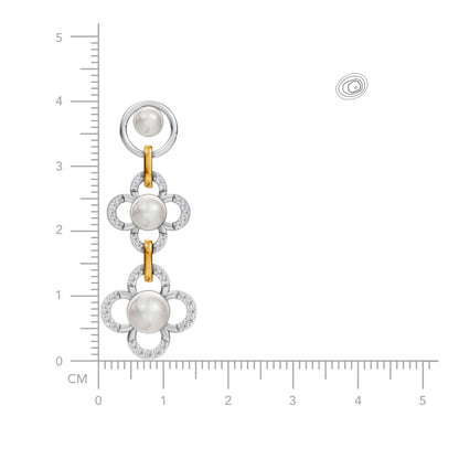 Mira 92.5 Silver & Freshwater Pearl Dual-Tone Earrings