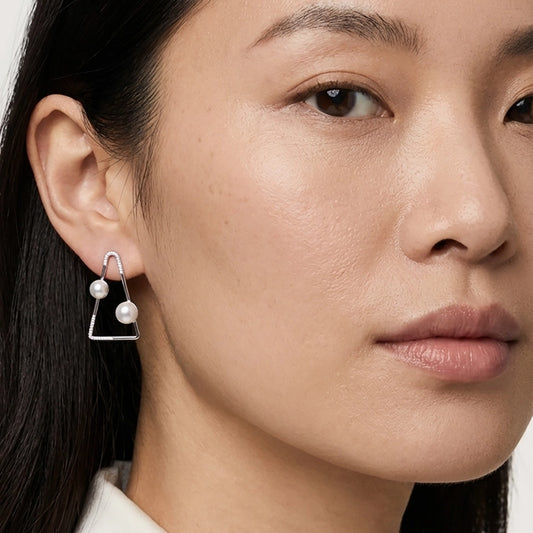 Prism freshwater pearl earrings detailed look
