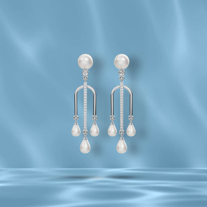 Charm 92.5 silver freshwater pearl earrings
