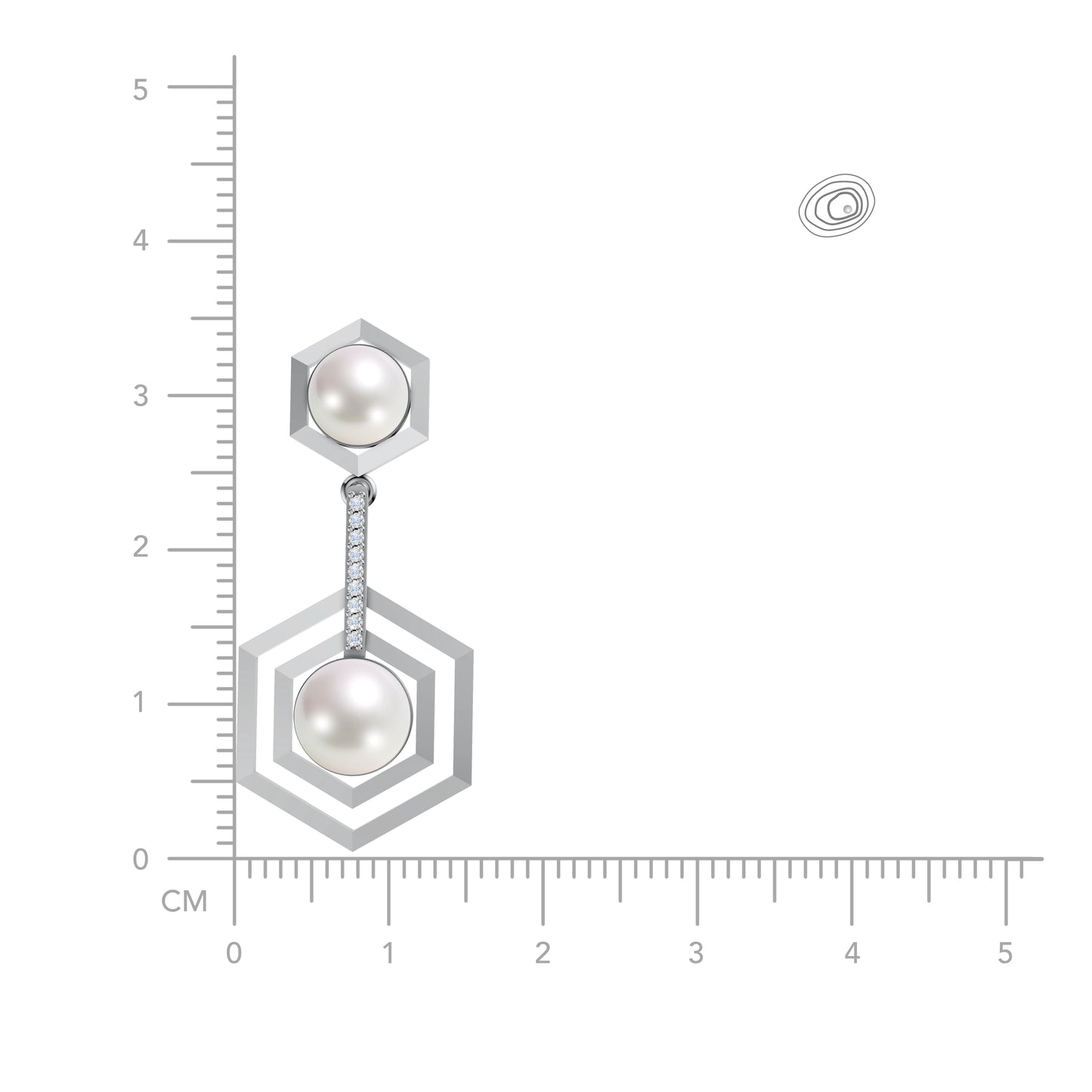Hexagon 92.5 silver freshwater pearl earrings