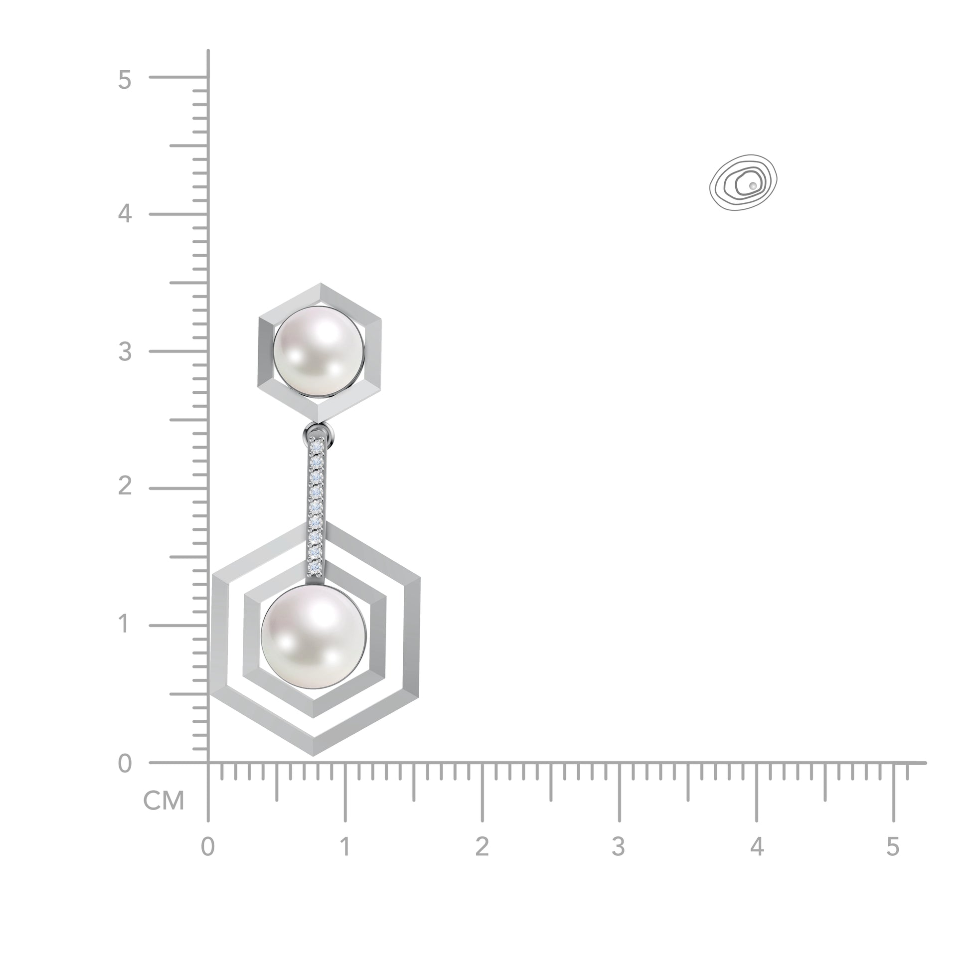 Hexagon 92.5 silver freshwater pearl earrings