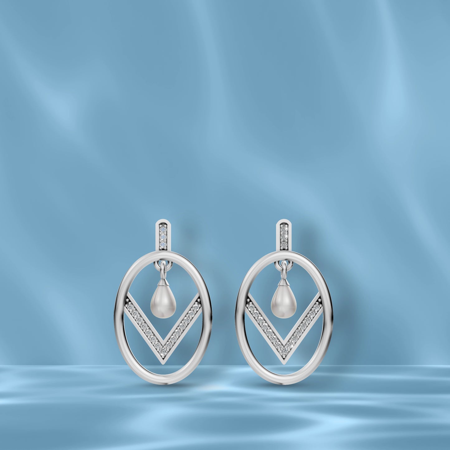Premium Freshwater Pearl Earrings Displayed On A Blue Silk Backdrop Showcasing Original Pearl Earrings.