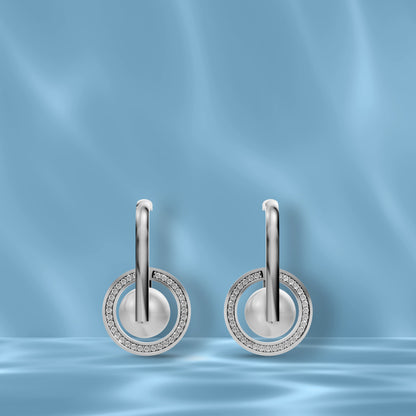High-Quality Freshwater Pearl Earrings Displayed Against A Blue Silk Backdrop Highlighting Original Pearl Earrings.