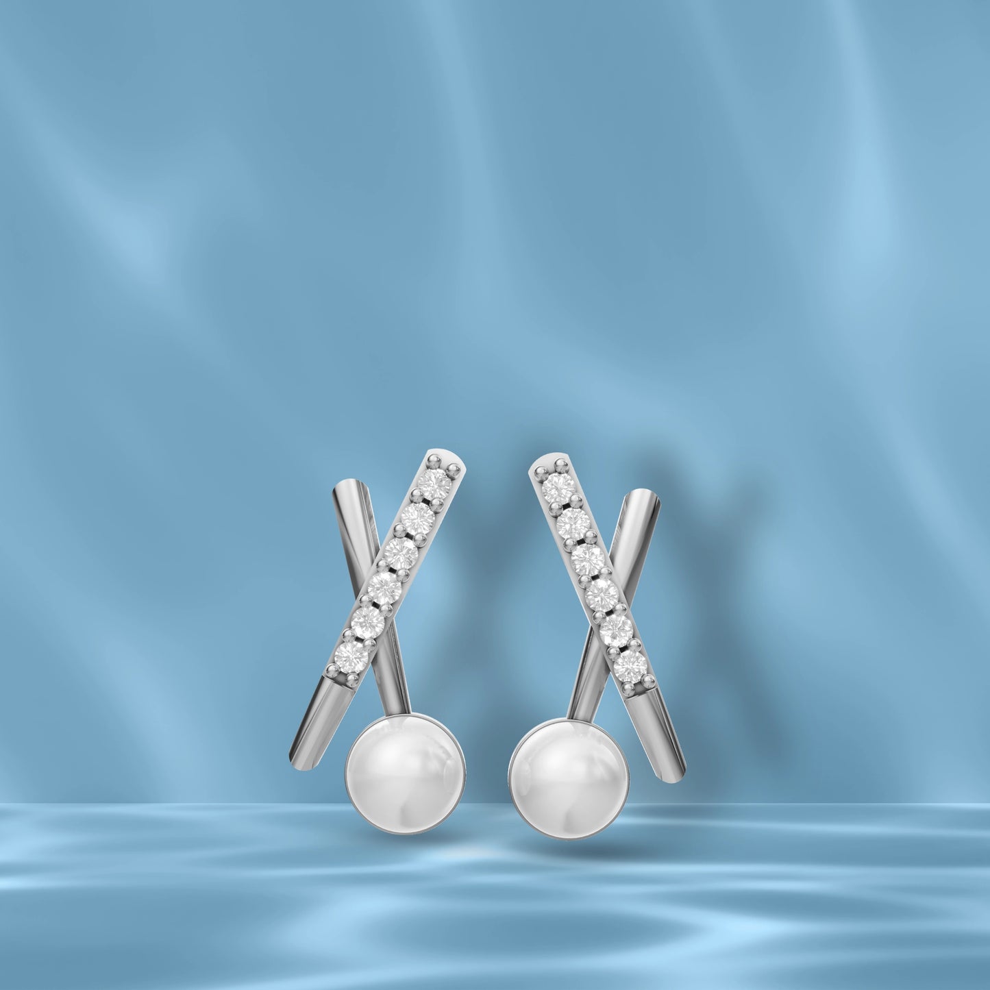 Modern X-Cross freshwater small pearl stud earrings