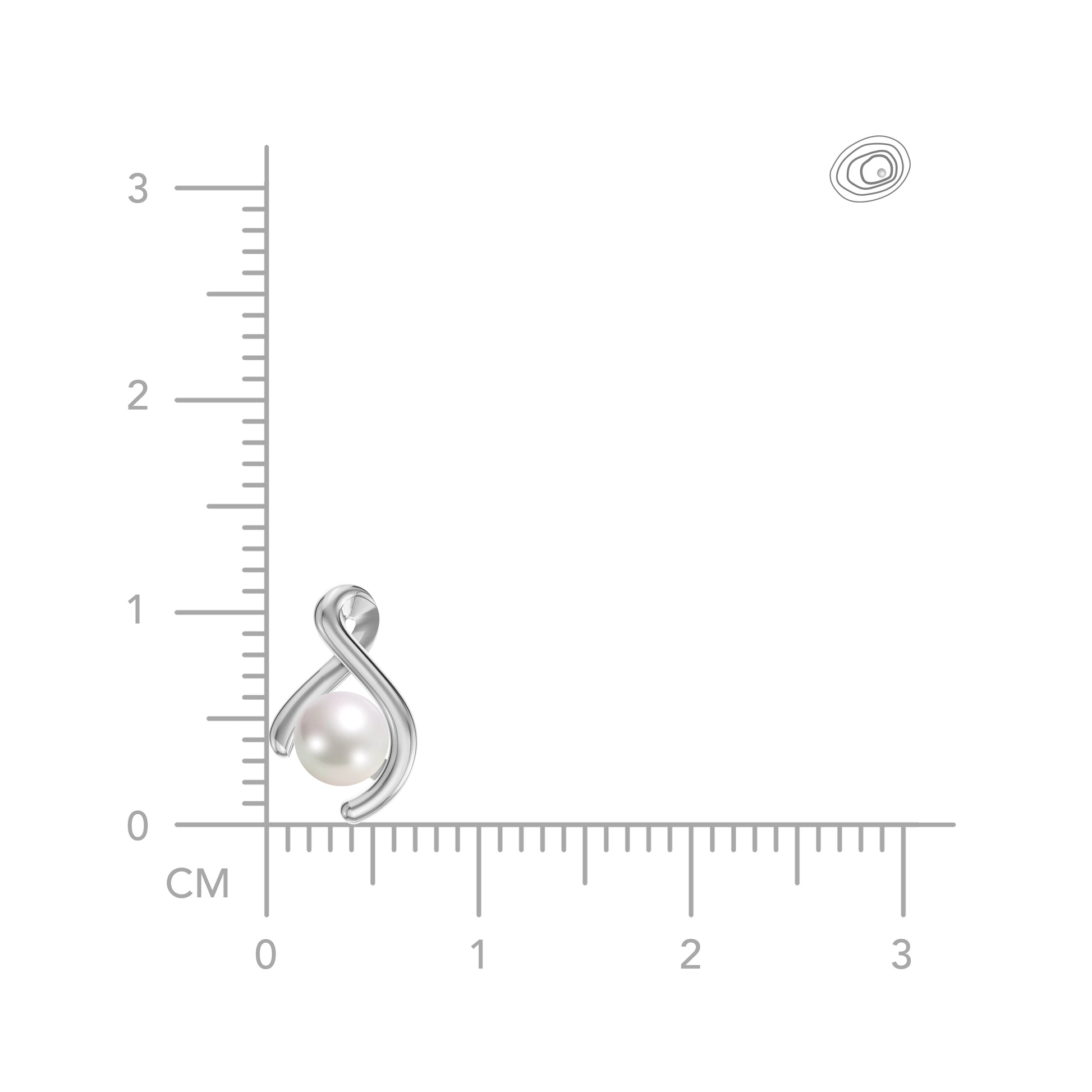 Swirl pearl silver stud earrings close-up