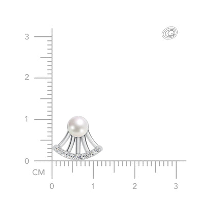 Arc pearl silver earrings elegant detailed view