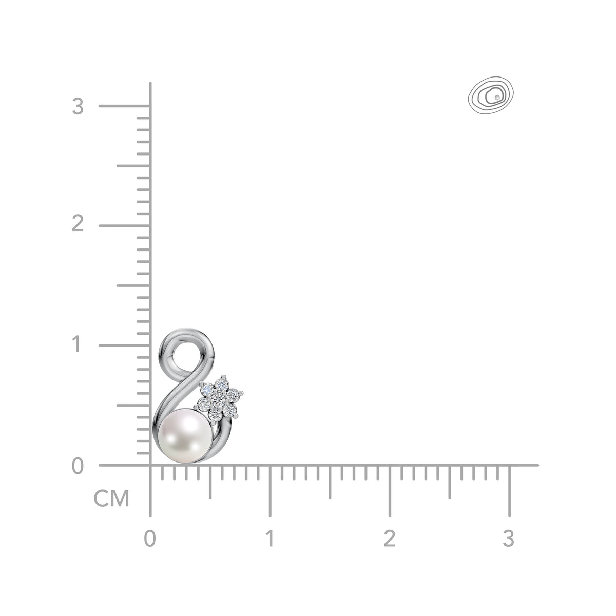 Infinity pearl earrings close-up silver finish