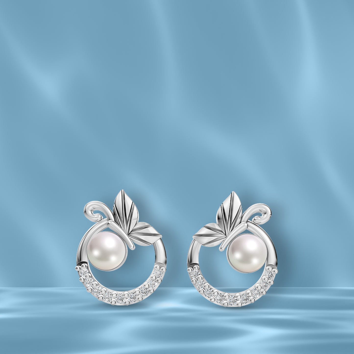 Glofly Pearl & 92.5 Silver Halo Earrings