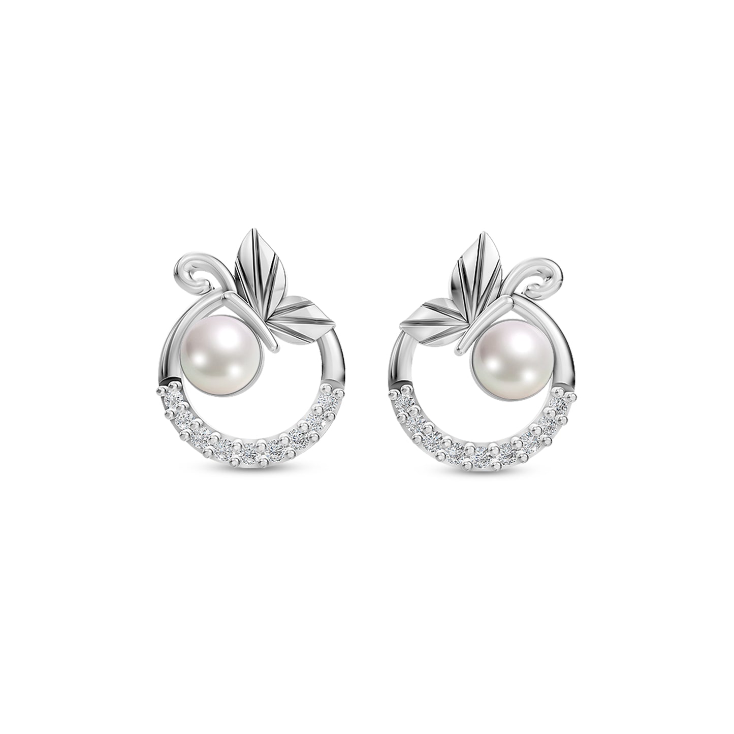 Glofly Pearl & 92.5 Silver Halo Earrings