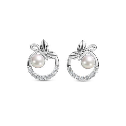 Glofly Pearl & 92.5 Silver Halo Earrings