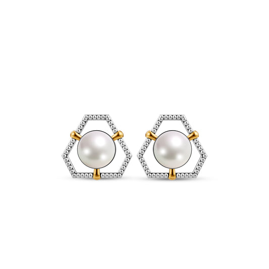Ciena Sira 92.5 Silver & Freshwater Pearl Dual-Tone Earrings