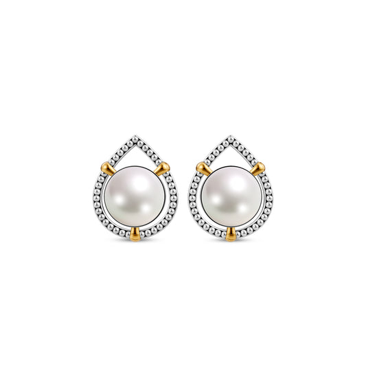 Isla Sira 92.5 Silver & Freshwater Pearl Dual-Tone Earrings