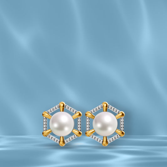 Ena Sira 92.5 Silver & Freshwater Pearl Dual-Tone Earrings