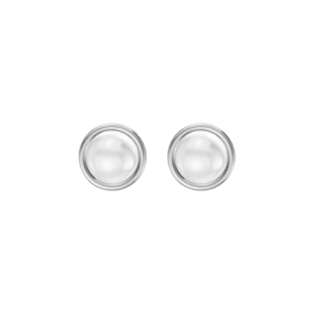 Pair of Freshwater pearl & 92.5 silver earrings with round studs on a white background