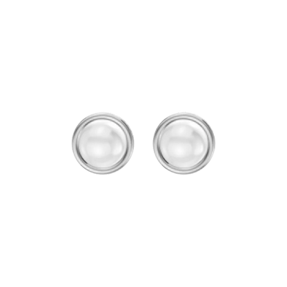 Pair of Freshwater pearl & 92.5 silver earrings with round studs on a white background