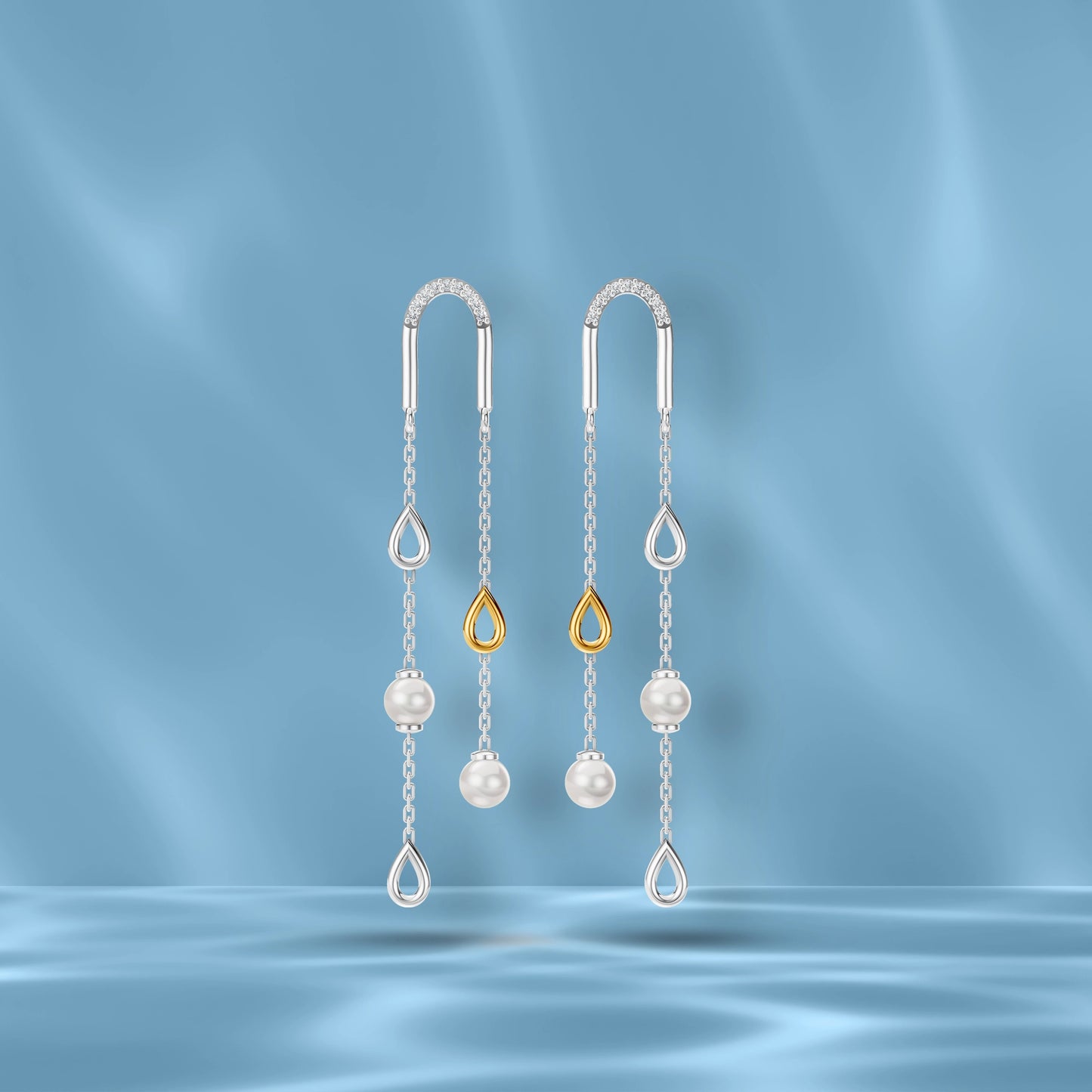 Sera 92.5 Silver & Freshwater Pearl Dual-Tone Drop Earrings