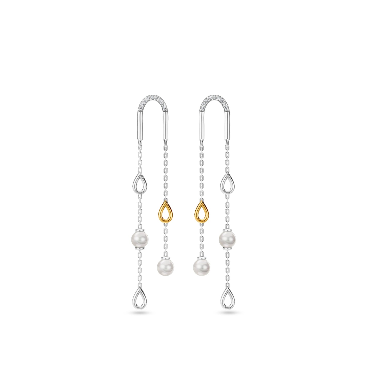 Sera 92.5 Silver & Freshwater Pearl Dual-Tone Drop Earrings