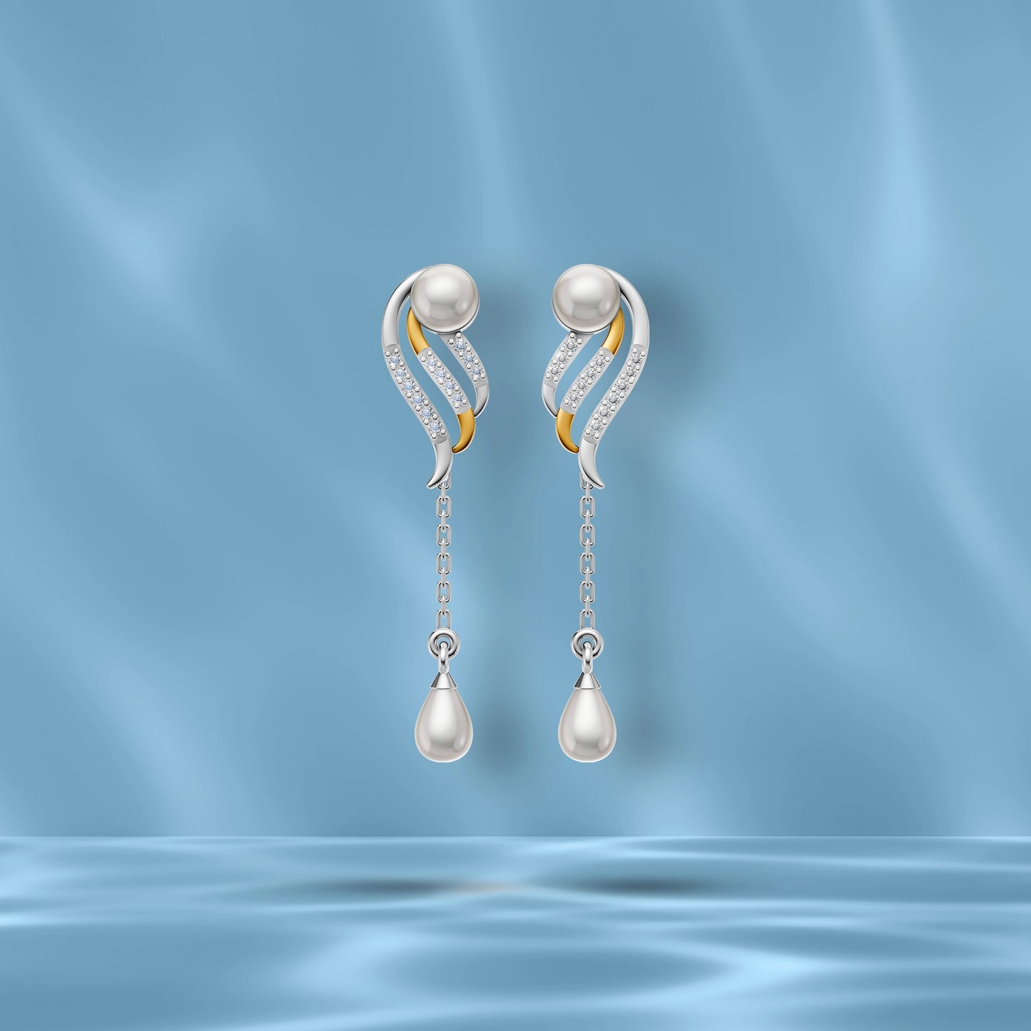 Alina 92.5 Silver & Freshwater Pearl Dual-Tone Drop Earrings