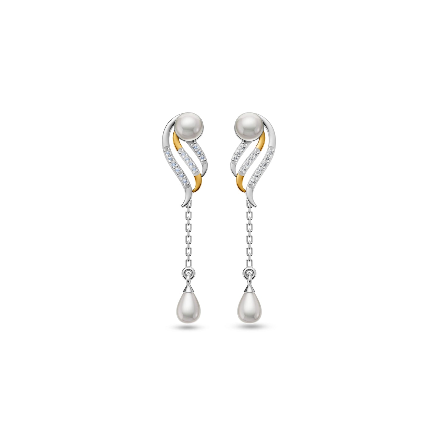 Alina 92.5 Silver & Freshwater Pearl Dual-Tone Drop Earrings
