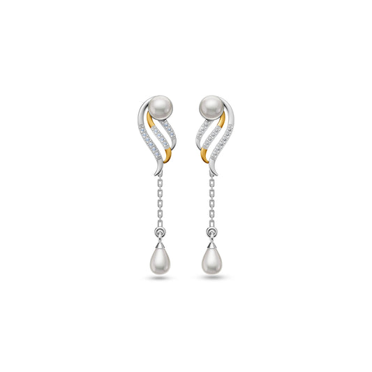 Alina 92.5 Silver & Freshwater Pearl Dual-Tone Drop Earrings