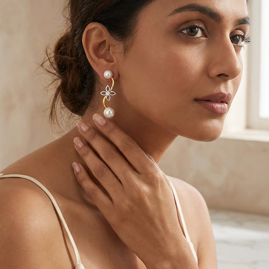 silver pearl earrings for office wearing occasions