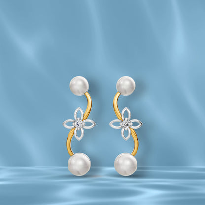 Kira 92.5 Silver & Freshwater Pearl Dual-Tone Earrings