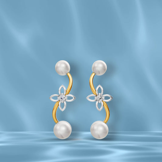 Kira 92.5 Silver & Freshwater Pearl Dual-Tone Earrings