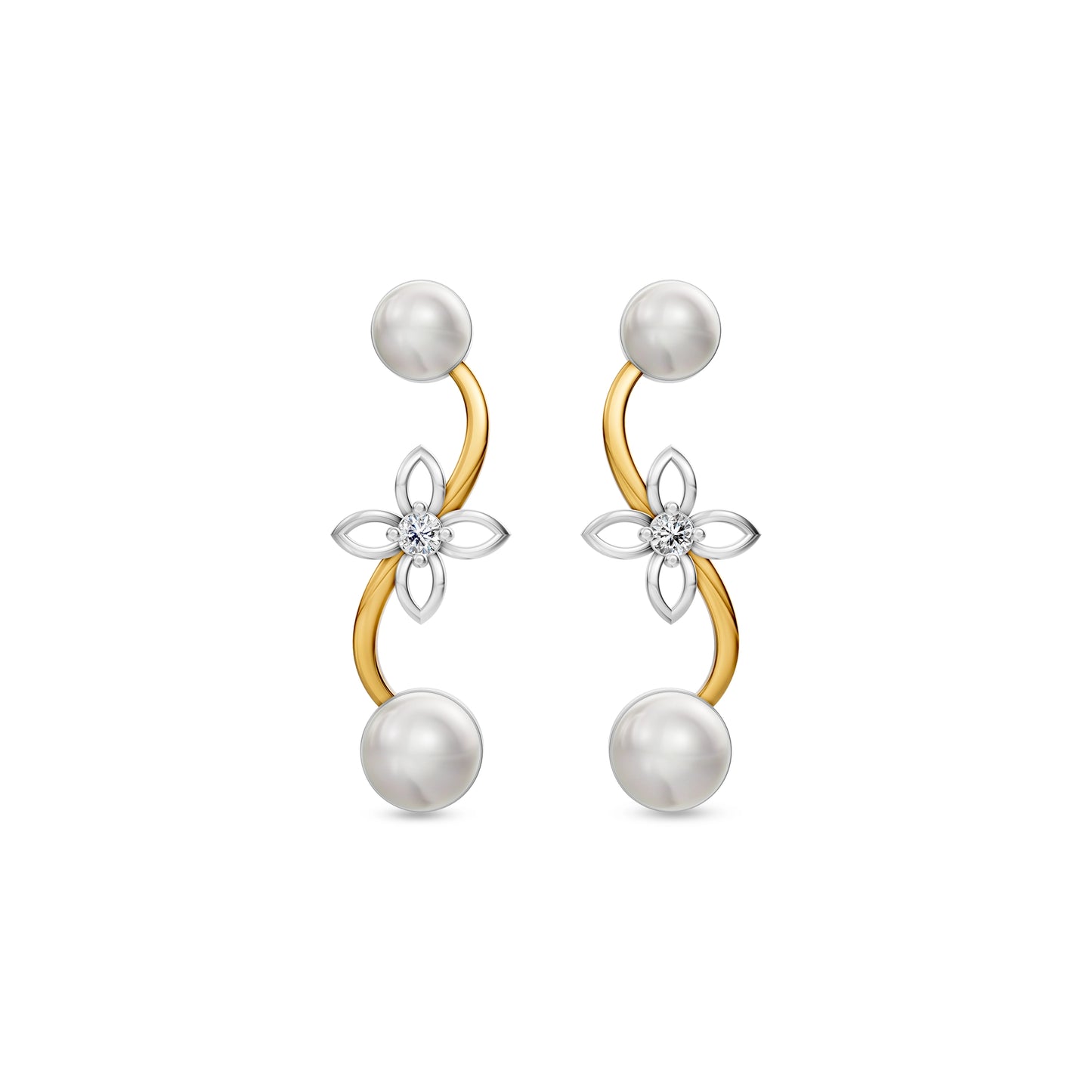 Kira 92.5 Silver & Freshwater Pearl Dual-Tone Earrings