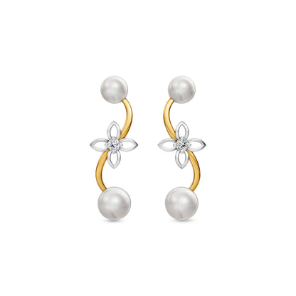 Kira 92.5 Silver & Freshwater Pearl Dual-Tone Earrings
