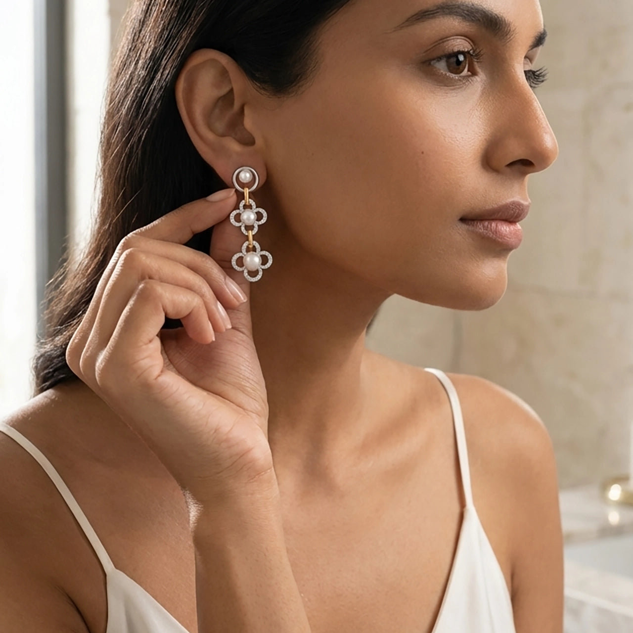 pearl drop earrings lightweight design by Sohvii