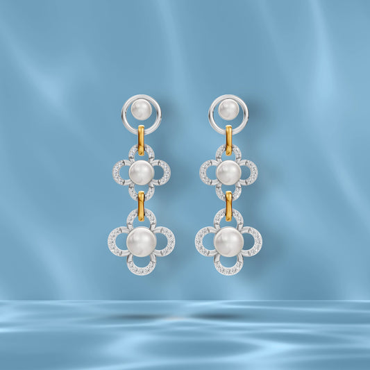 Mira 92.5 Silver & Freshwater Pearl Dual-Tone Earrings