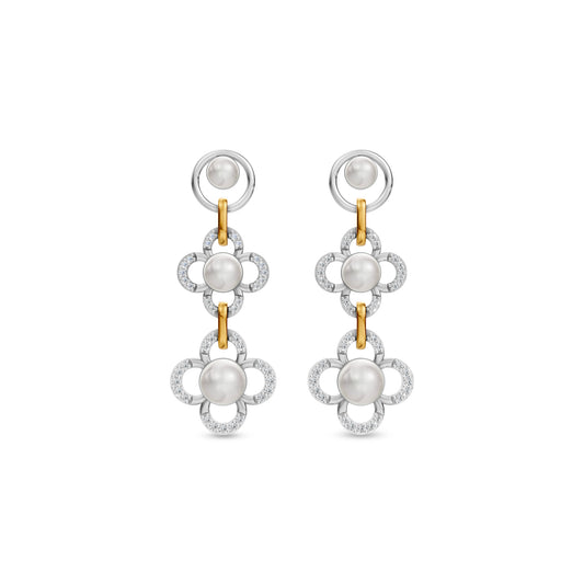 Mira 92.5 Silver & Freshwater Pearl Dual-Tone Earrings