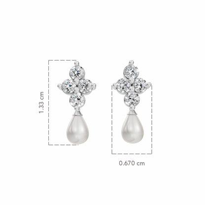 Essential Sparkle Pearl & 92.5 Silver Drop Earrings