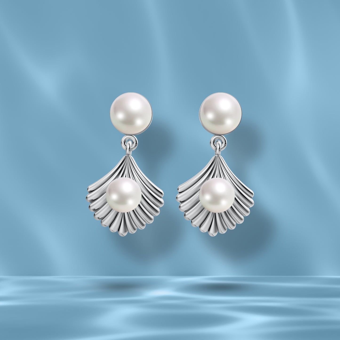 Shellora Pearl & 92.5 Silver Drop Earrings