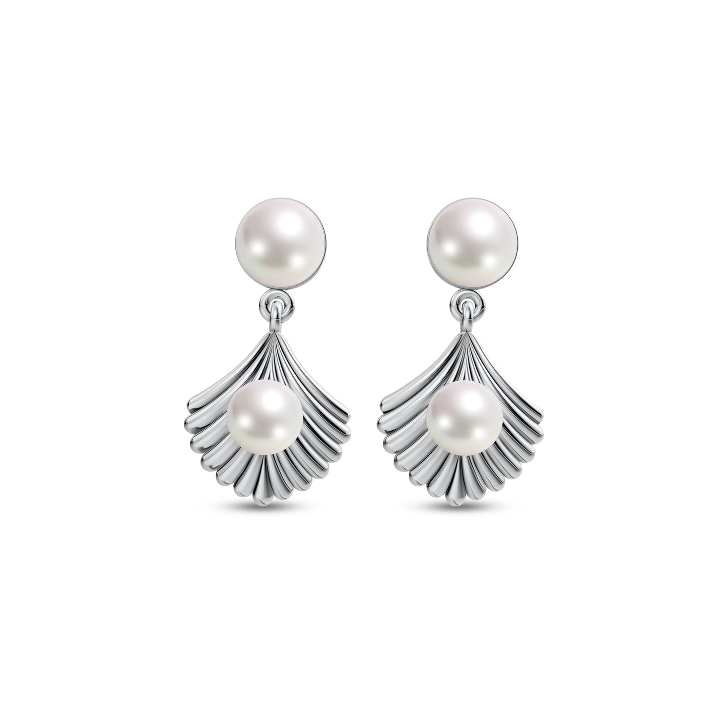 Shellora Pearl & 92.5 Silver Drop Earrings