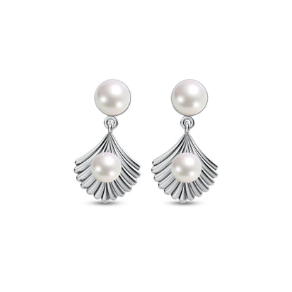 Shellora Pearl & 92.5 Silver Drop Earrings