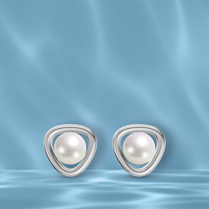 Minimalist Pearl & 92.5 Silver Earrings