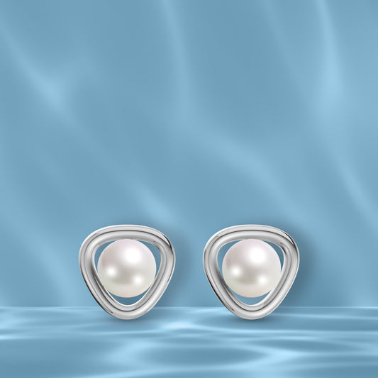 Minimalist Pearl & 92.5 Silver Earrings