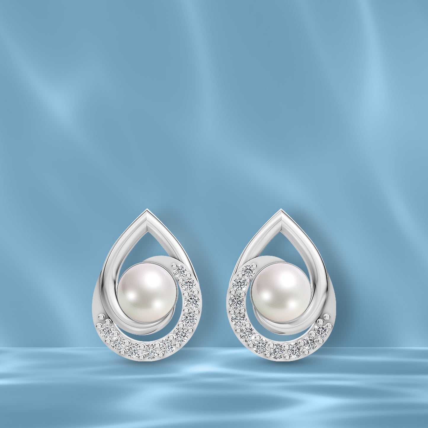 Pearlora Pearl & 92.5 Silver Stud Earrings