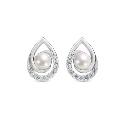 Pearlora Pearl & 92.5 Silver Stud Earrings