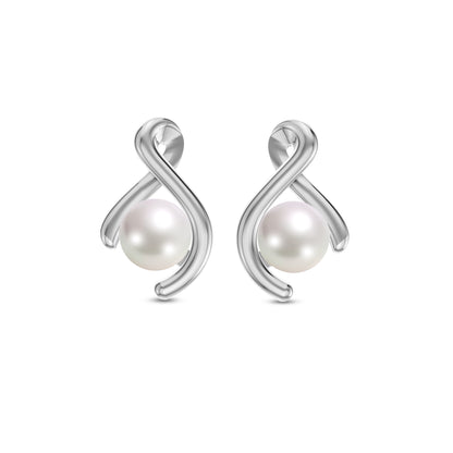 Swirl Pearl & 92.5 Silver Stud Earrings