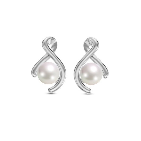 Swirl Pearl & 92.5 Silver Stud Earrings