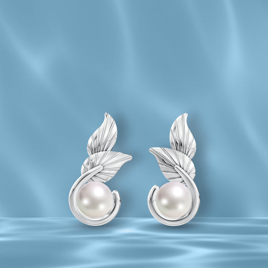 Elara Pearl & 92.5 Silver Studs Earrings