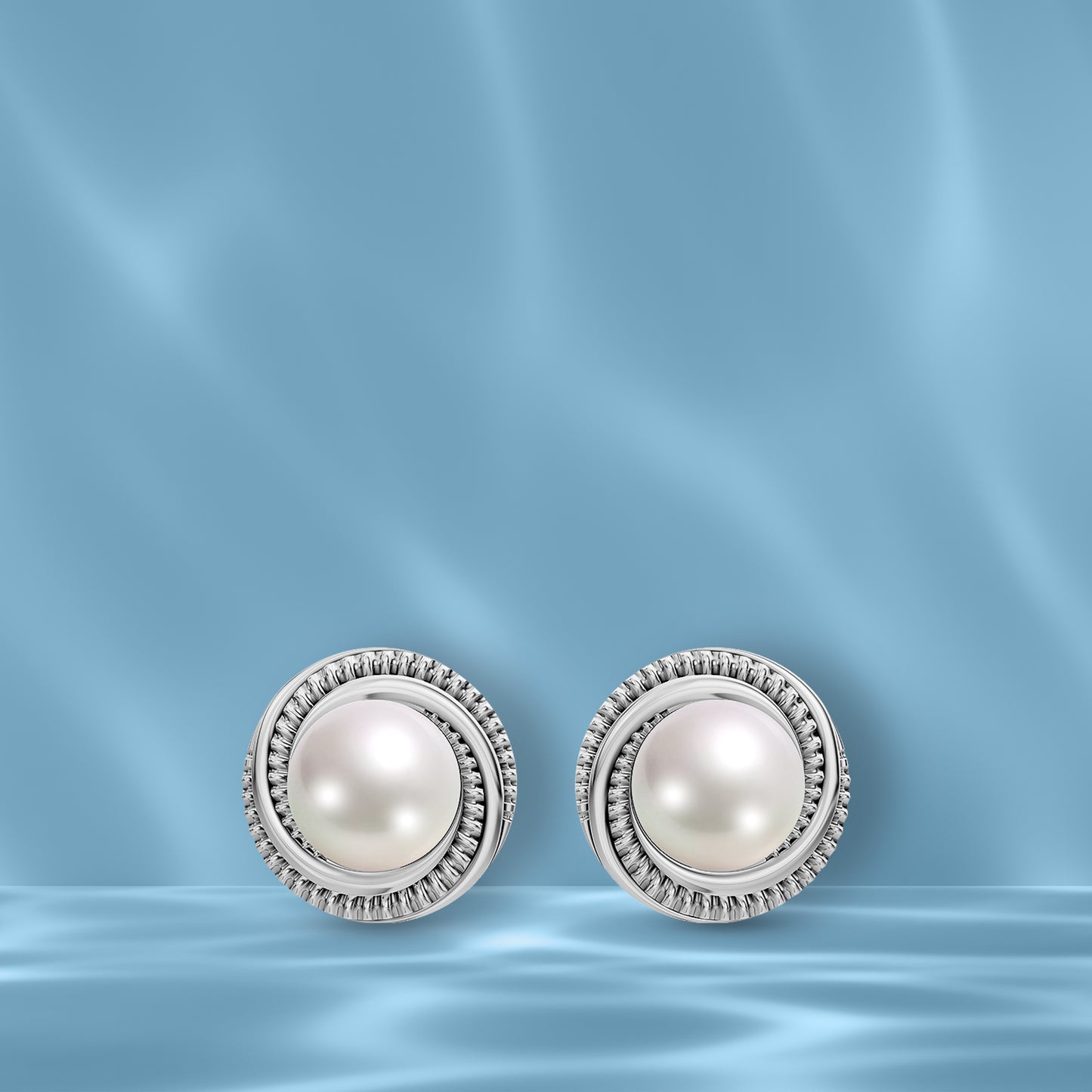 Ripple Circle Pearl & 92.5 Silver Studs Earrings