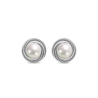 Ripple Circle Pearl & 92.5 Silver Studs Earrings