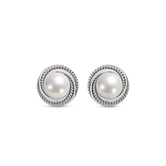 Ripple Circle Pearl & 92.5 Silver Studs Earrings